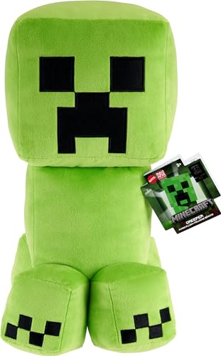 Mattel Minecraft Creeper Figura de Peluche Gigante de 40,6cm con diseño pixelado y Detalles auténticos del Juego, HWD75